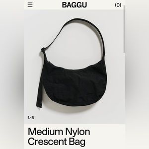 BAGGU Medium Nylon Crescent Bag Black